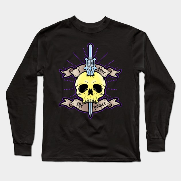 Skull Villain Tattoo 80's Superhero Quote Long Sleeve T-Shirt by BoggsNicolas